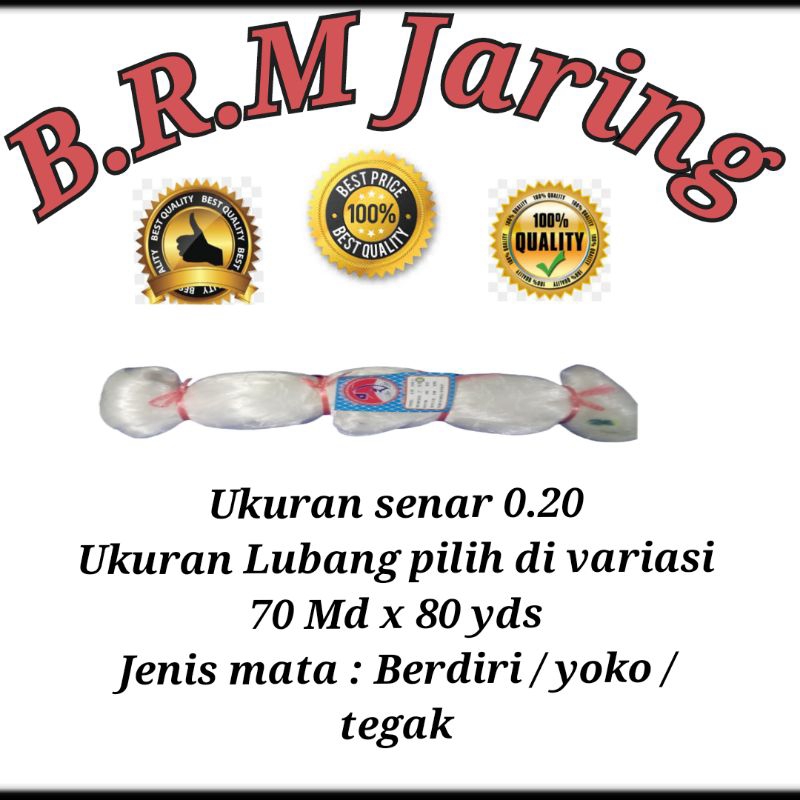 JARING IKAN SENAR 0.20 70MD X 80YDS ( MATA TEGAK / YOKO ) / JARING IKAN SENAR 0,20