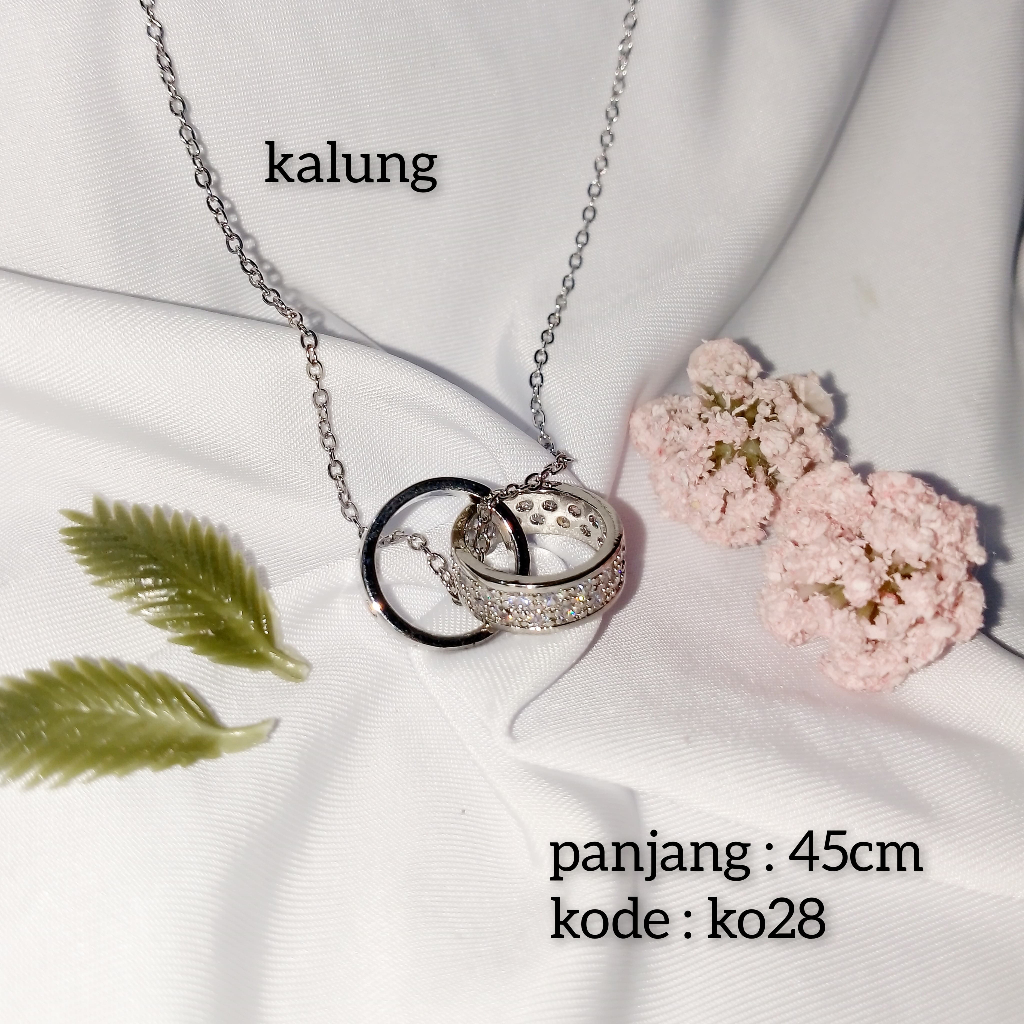 Kalung Silver 925 Lapis Emas Putih Kalung Titanium Wanita Motif Terbaru