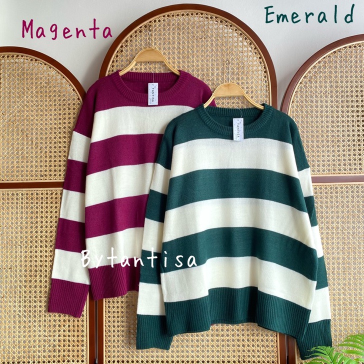 SWEATER RAJUT OVERSIZE CLARA MOTIF GARIS