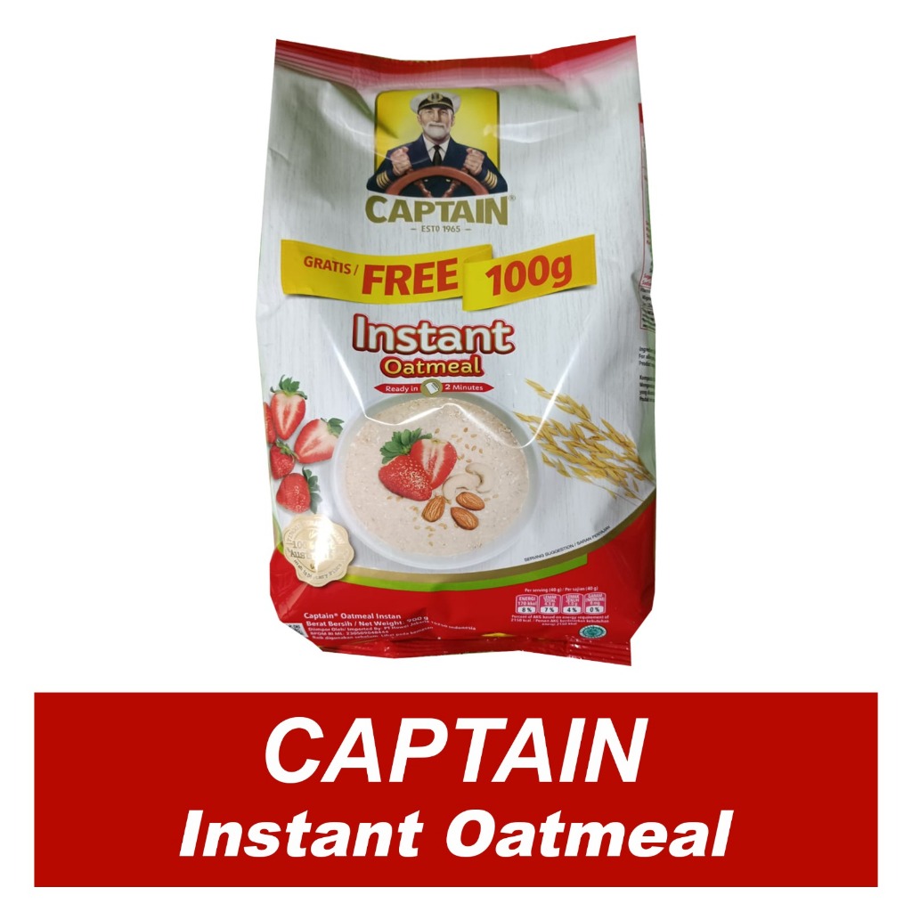 

Captain Instant Oatmeal Berat 800gr Free 100 gram Exp Juni 2026 PROMO HALAL