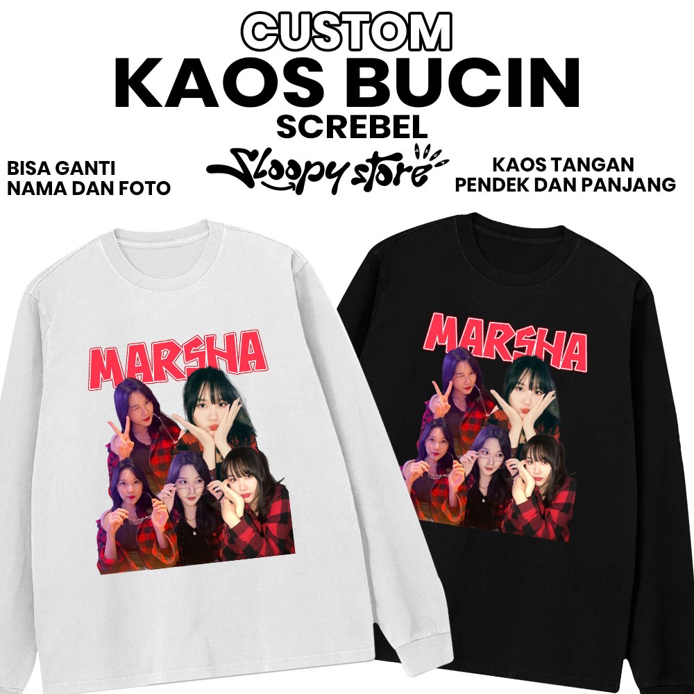 SLOOPY Kaos Sablon Custom Foto SCRIBBLE Pria Wanita Baju Couple Pasangan ganti foto