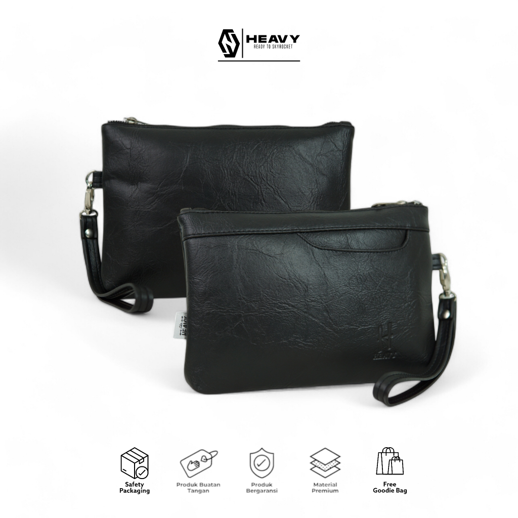 Tas Handbag Heavy Pria Wanita Unisex Premium Kulit PU Sintetic Clutch Tas Pegang Tangan