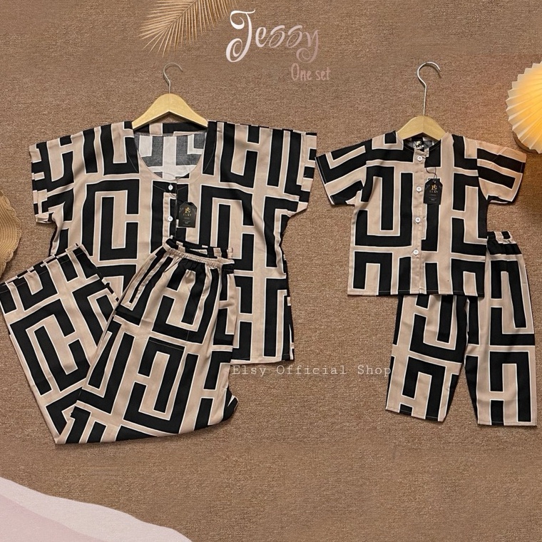 One set couple setelan piyama ibu dan anak bahan rayon