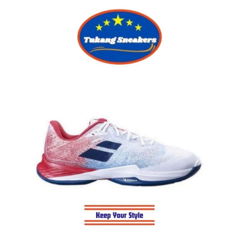 Sepatu Tenis Pria Babolat Jet Mach 3 All Court White Red BAB30S24846W