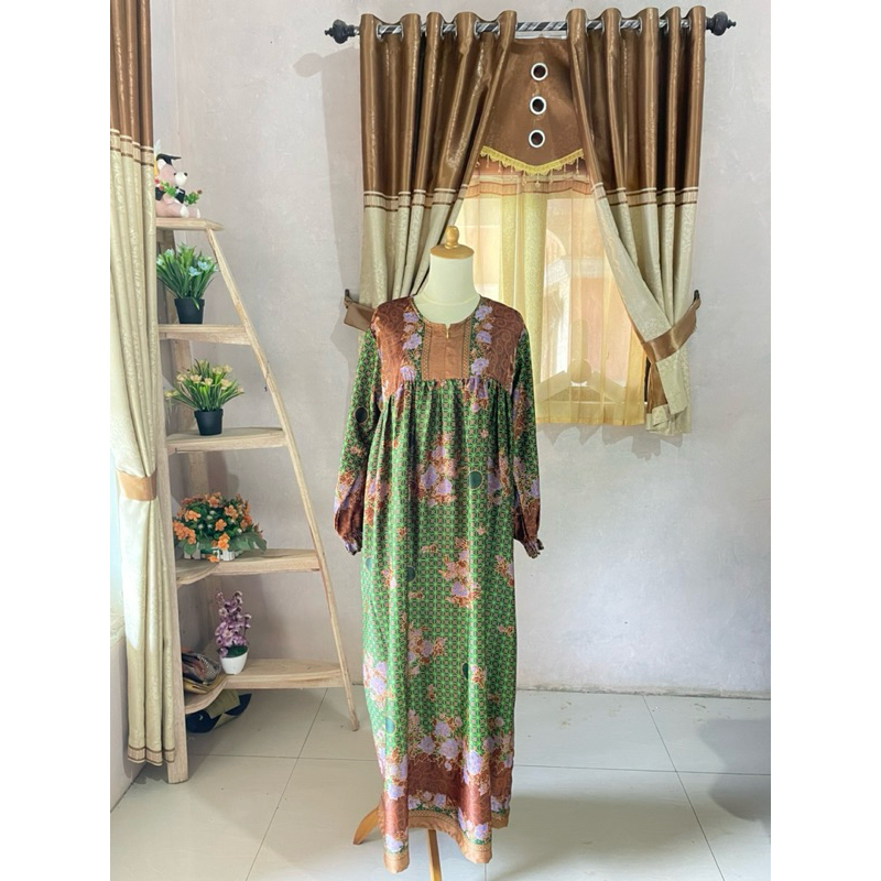 GAMIS MUSLIMAT NU /BATIK MUSLIMAT HIJAU TUA TERBARU BY E NUR COLLECTION