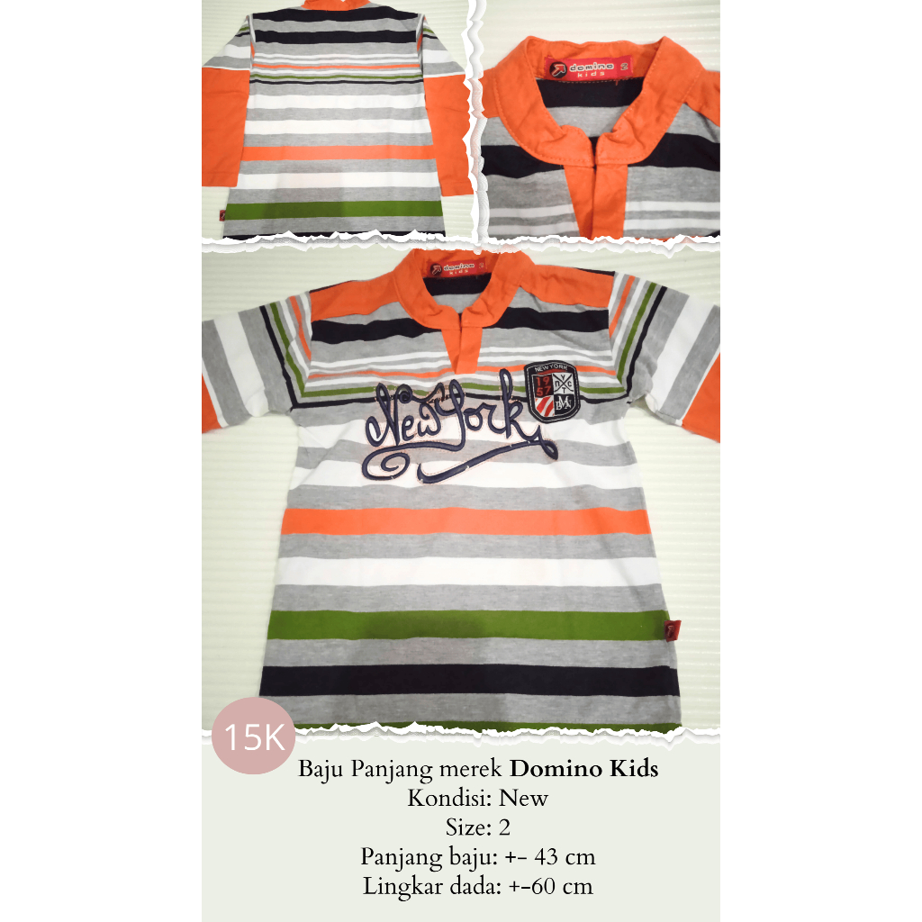 Kaos Panjang Anak Domino Kids/Domino Kids/Domino/Domino Kids size 2/Domino sz 2/Kaos Domino/Kaos Dom