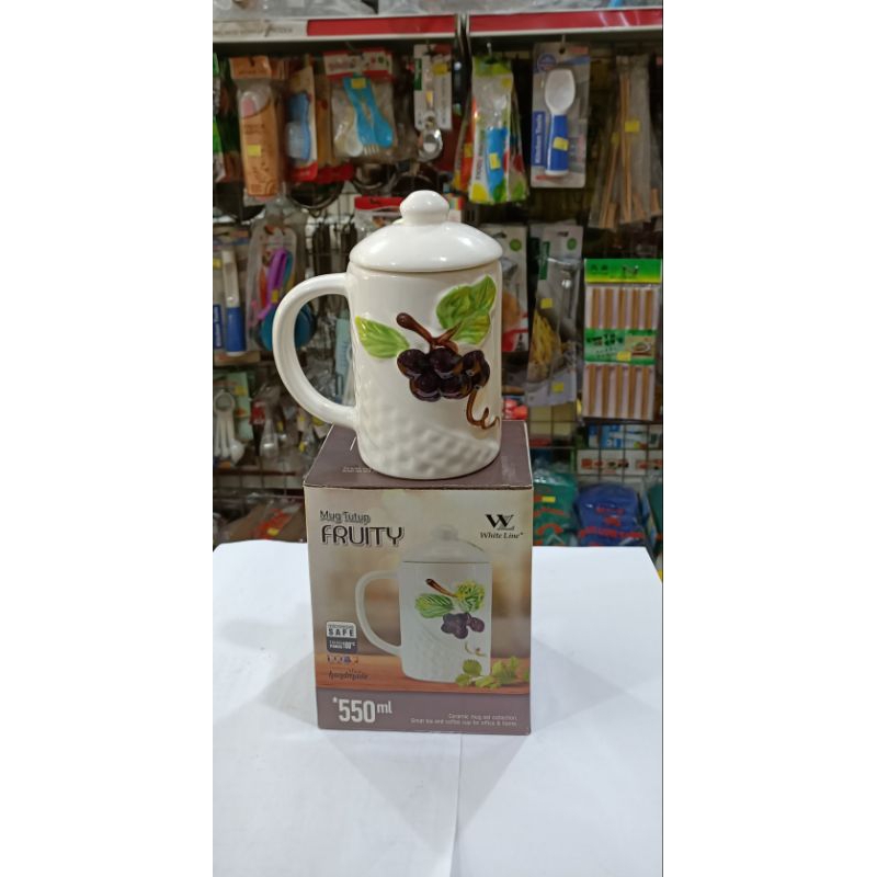Mug Set Fruity+Tutup 550 ML White Line