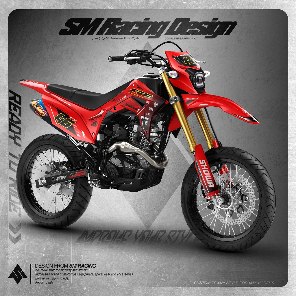 Decal Crf 150 l Full Body Warna Merah Hitam