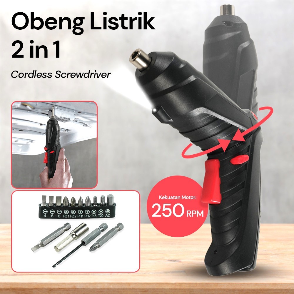 COD Joymart Bor Set 47 Cordless Screwdriver Portable Mesin Bor Listrik Tanpa Kabel