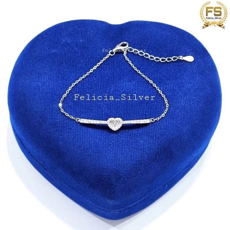 Gelang Tangan 2 Layer Perak Asli Silver Wanita 925 Lapis Emas Putih Asli Rantai 2 Layer Biji Jedar -