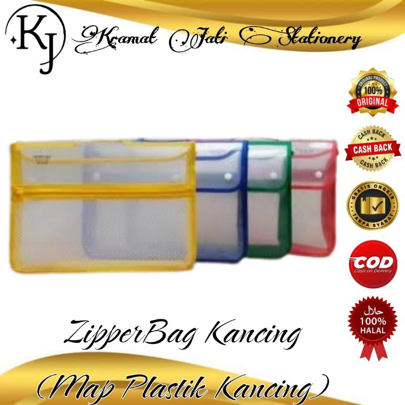 

Zipper Bag Kancing/Map Plastik Kancing Folio (1 Pcs)