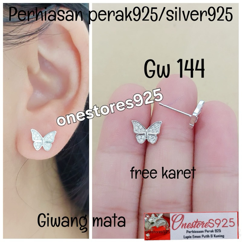 GIWANG KUPU KUPU PERAK 925 LAPIS EMAS PUTIH GW 144
