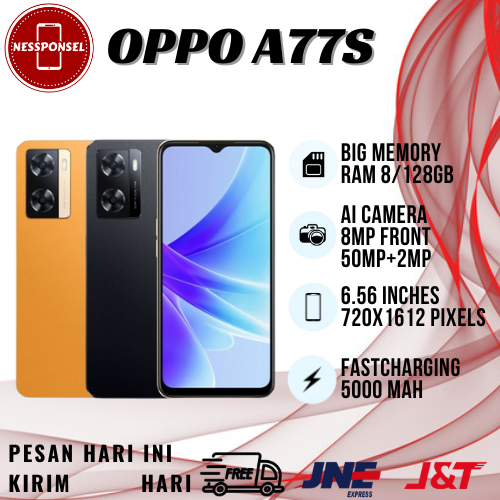 PHONE SELULAR ♥ A77S ♥ RAM 8/128GB {BATERAI 5000 mAH} NEW BRAND FULLSET GARANSI 12 BULAN
