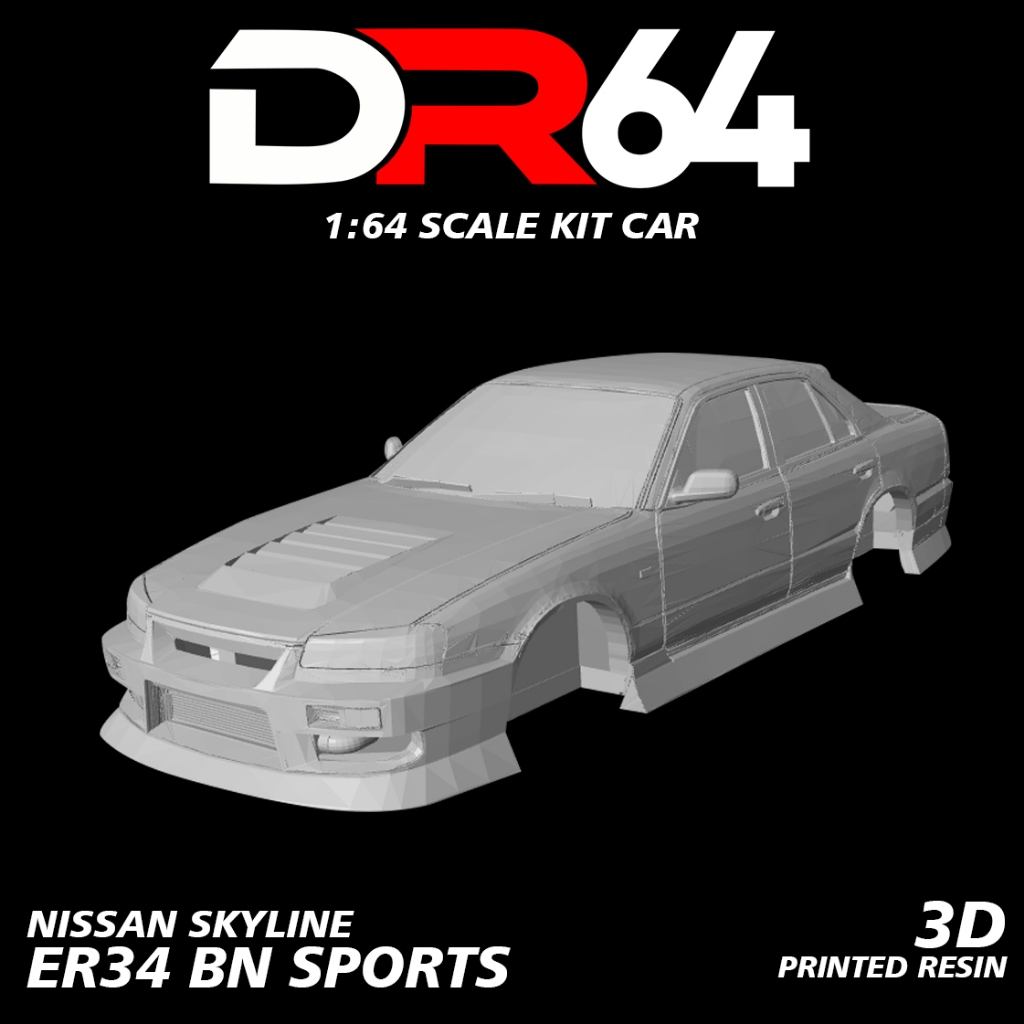Kit Car 1/64 scale Nissan Skyline ER 34 BN Sports / Hotwheel Skyline ER 34 / Kit Car Resin