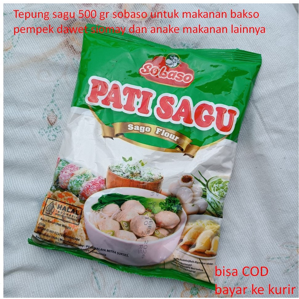 

Tepung Pati Sagu 500 gr dari sobaso untuk makanan kreasi anda spt bakso pempek dawet sudah BPOm dan Halal