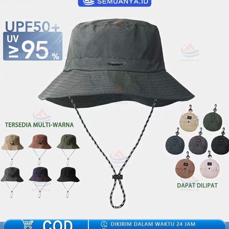 Modern topi gunung Pria Bucket Hat Rimba Topi Bulat Parasut Tali Packable Hat Pria Wanita Waterproof