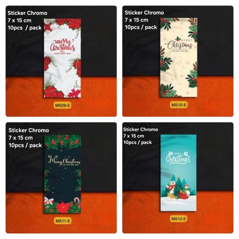 10pcs STICKER SEGEL BOX NATAL CHRISTMAS 7x15cm