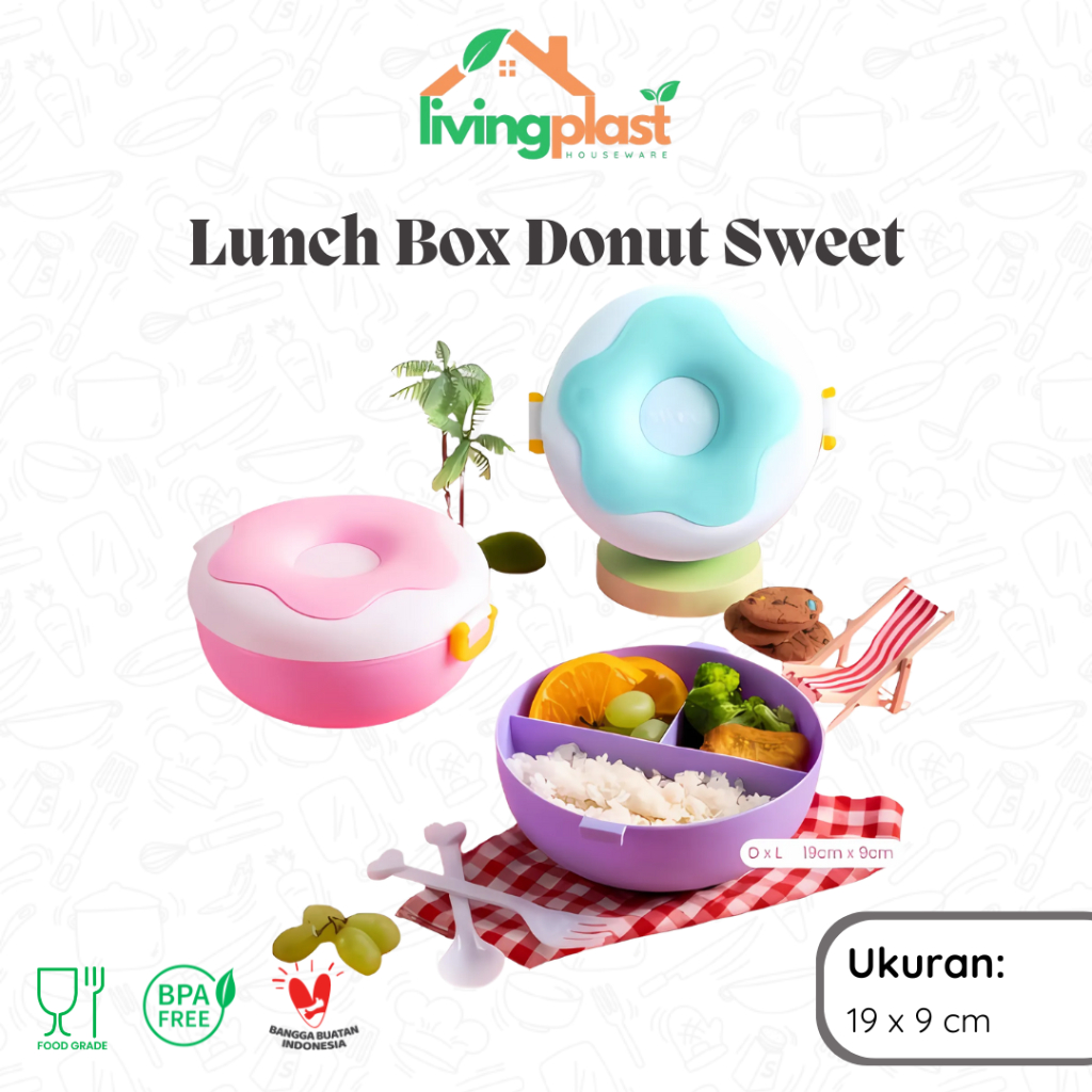 Lunch Box Donut Sweet / Kotak Makan Donat / Kotak Makan Unik / Kotak Bekal Anak Lucu