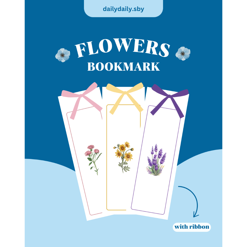 

[3 pcs] Flowers and Ribbon Bookmark Set Pembatas Buku
