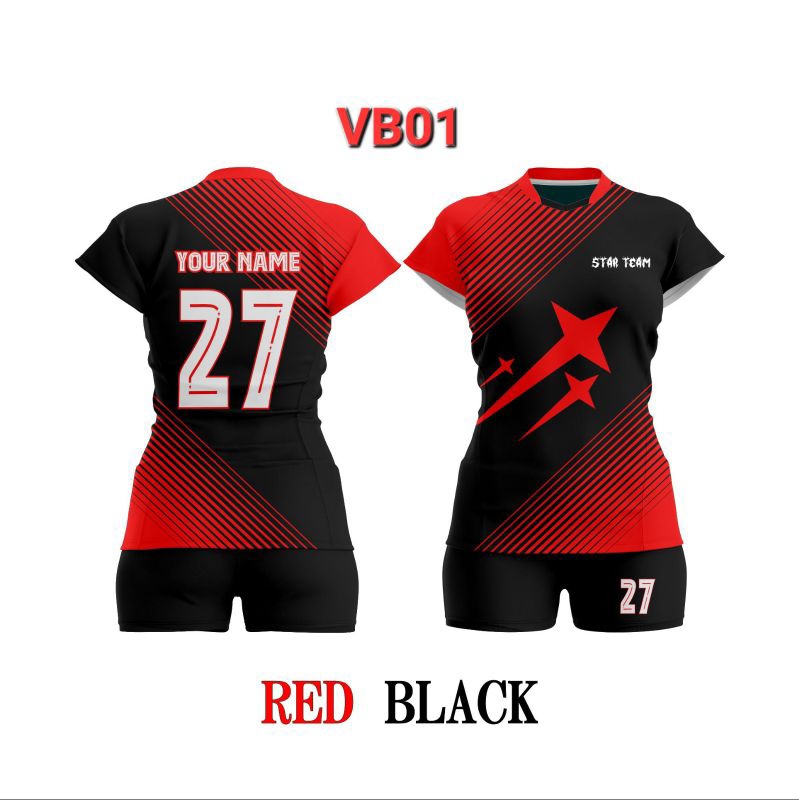 Setelan Jersey Volley Wanita Dewasa Baju Kaos Volly Voli Costum Nama Full Printing Terbaru
