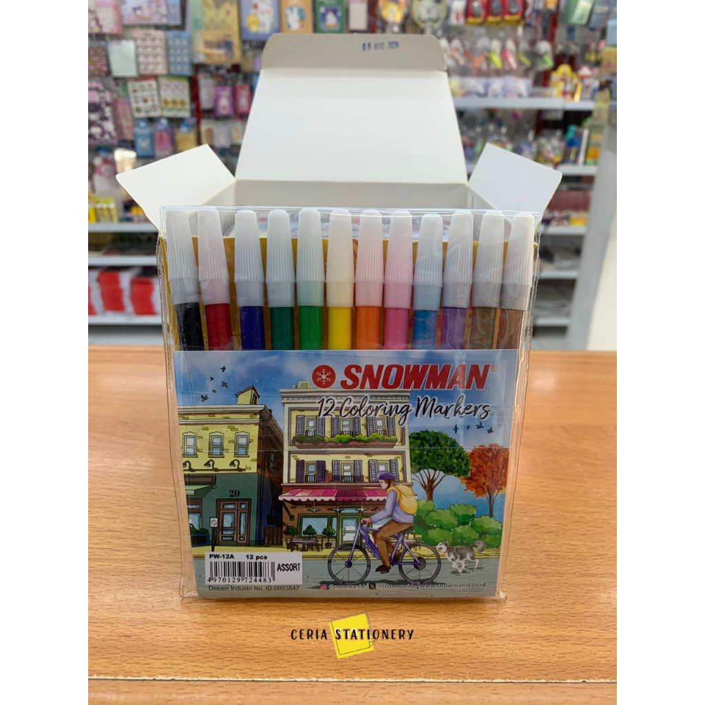 

Spidol Snowman 12 Warna PW-12A / Coloring Markers 12 Pcs / Japan Snowman Marker