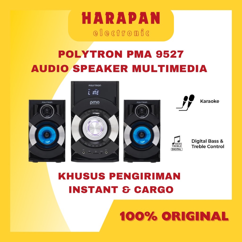 POLYTRON SPEAKER AUDIO PMA 9527 / POLITRON PMA9507 SUPER BASS BLUETOOTH FM RADIO GARANSI RESMI