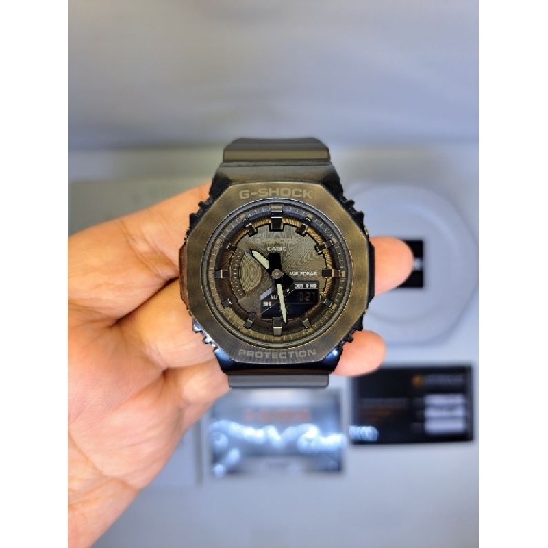 Casio G shock GM-S2100B Fullblack/Black on Black Fullset Second Original - Garansi Masih Aktif Panja