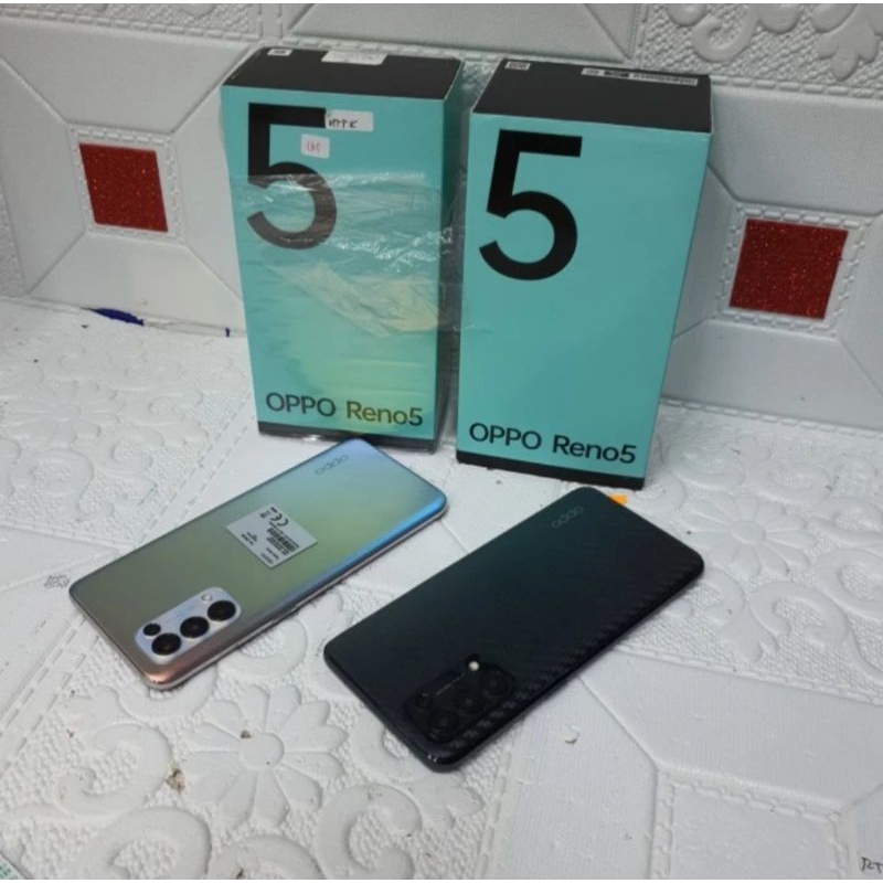 hp Oppo second reno 5 8/128GB fullset ori mulus mantap net - batangan
