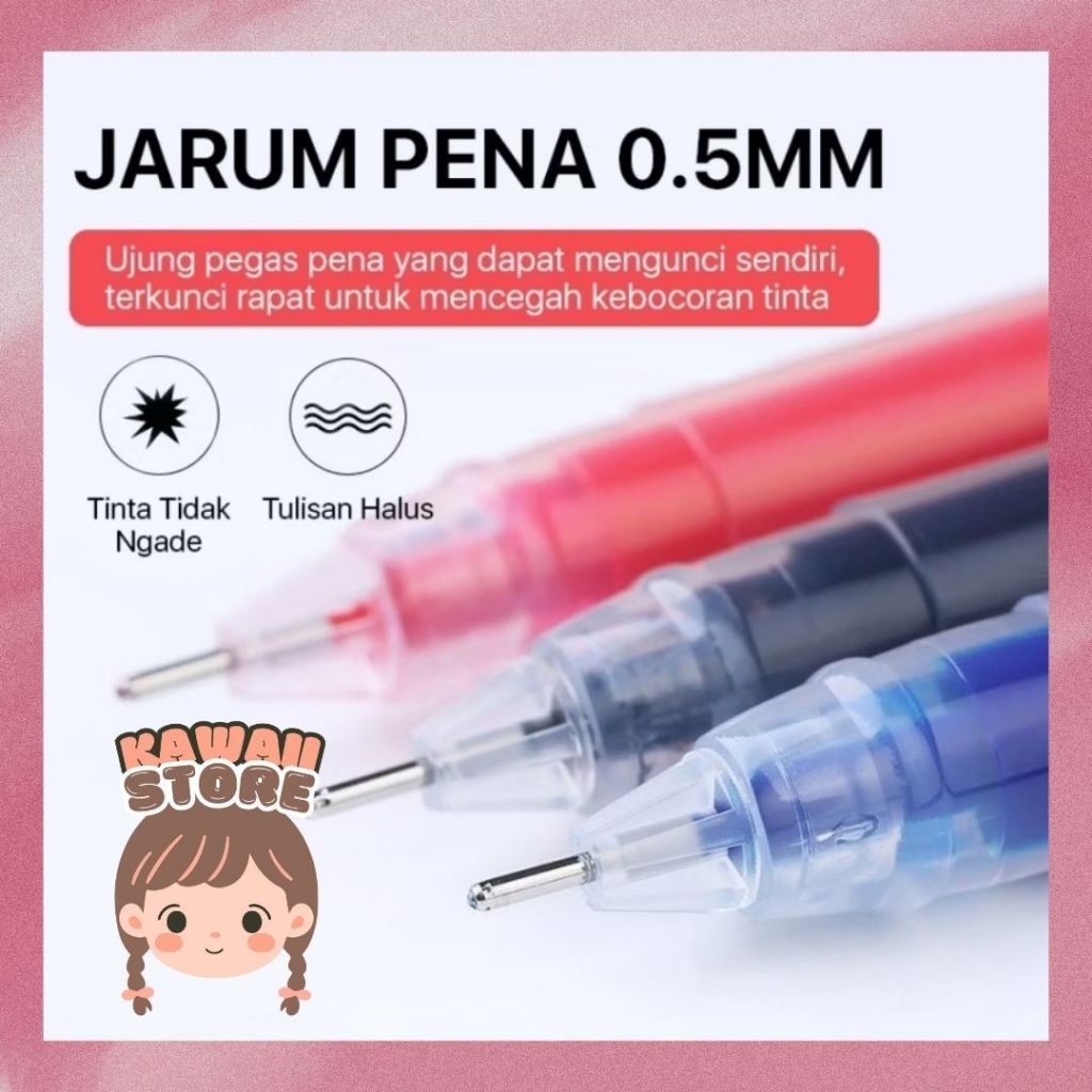 

✨KW64✨ Gel Pen Pulpen Gel 3 Warna 0.5mm/Ujung Pulpen Lancip/Warna Cerah TintaTebal/Merah Biru Hitam/