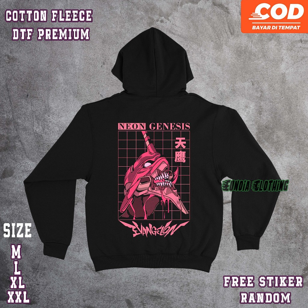 Jacket Hoodie Neon Genesis Evangelion - Hoodie Jumper - Hoodie Anime - Free Sticker