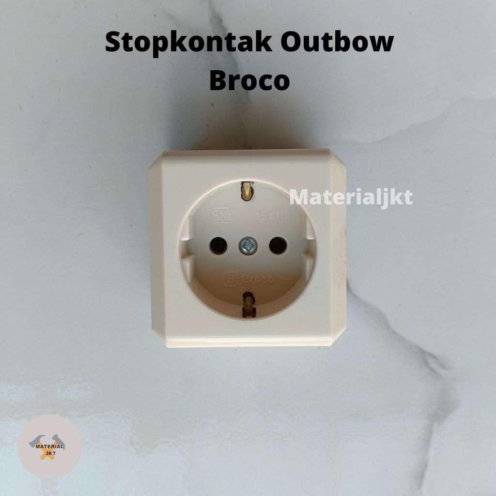 STOPKONTAK BROCO OUTBOW 1 LUBANG SEGI ARDE OUTBOW OB BROCO Broko Tempel Tembok kayu stop Kontak Colo
