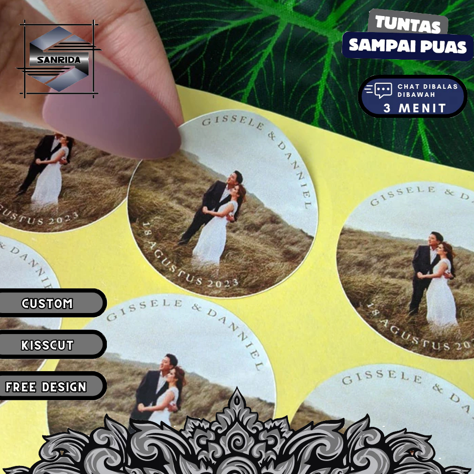 

5-8 Sanrida Sticker Wedding Souvenir Stiker Pernikahan Custom Ucapan Nikah