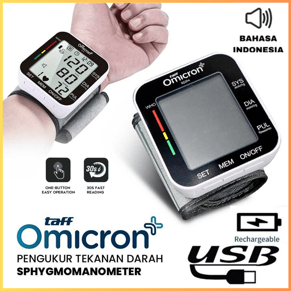 KIRIM CEPAT TaffOmicron Tensimeter Alat pengukur tekanan darah tinggi dan gula / tensi darah RZ 204