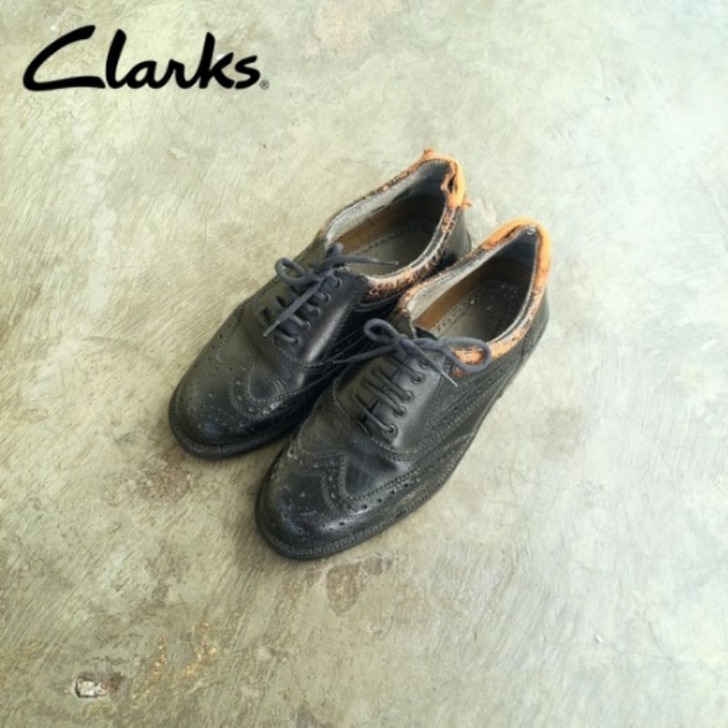 Sepatu Clarks Wingtip Second bekas murah pria wanita sepatu formal loafers hitam size 42