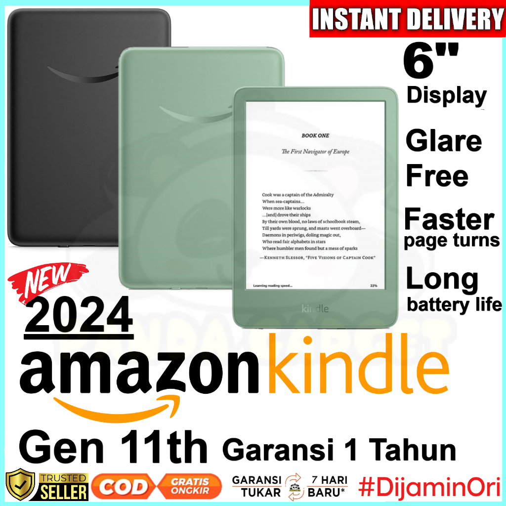 2024 Amazon Kindle basic 6" inch glare-free Matcha / Black display Gen 11 E-book reader 16GB PDF