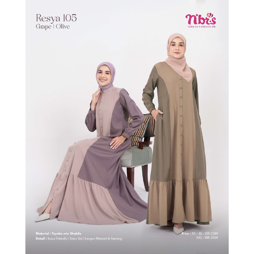 GAMIS DEWASA NIBRAS TERBARU RESYA 105 BAHAN Toyobo mix Shakila BAHAN ADEM