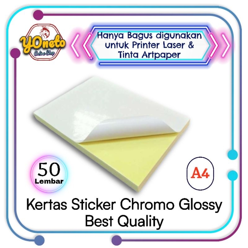 

Sticker Chromo Glossy / Kertas Sticker Glossy A4/50 Lembar