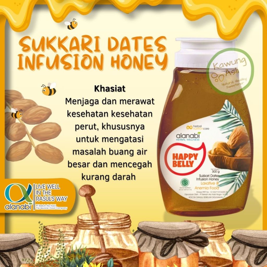 Madu Alanabi Happy Belly Madu Herbal Asli plus Sari Kurma untuk Menambah Nafsu Makan Penggemuk Badan