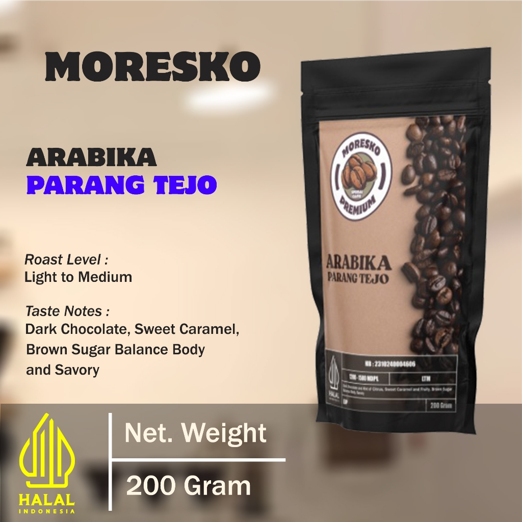 

Biji Kopi Bubuk Arabika | Moresko Arabika ParangTejo Natural | Premium | 200gr