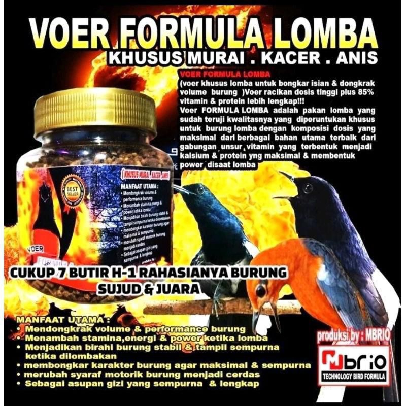 VOER FORMULA LOMBA(voer khusus lomba untuk bongkar isian & dongkrak volume burung  ) murai kacer