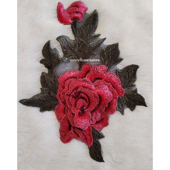 Big Promo  aplikasi bordir tempelPatch bordir bunga mawar