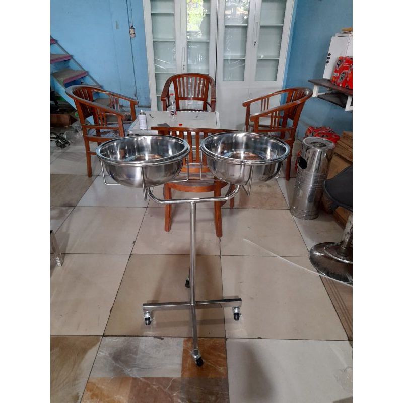 standing waskom double stainles free waskom || troli waskom