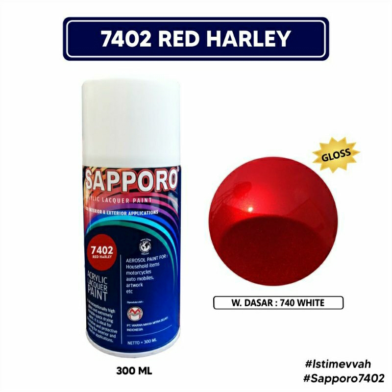 #MAU# Cat Semprot Sapporo 7402 Red Harley 300ml Merah Metallic Harley Davidson Cat Spray Duco Sappor