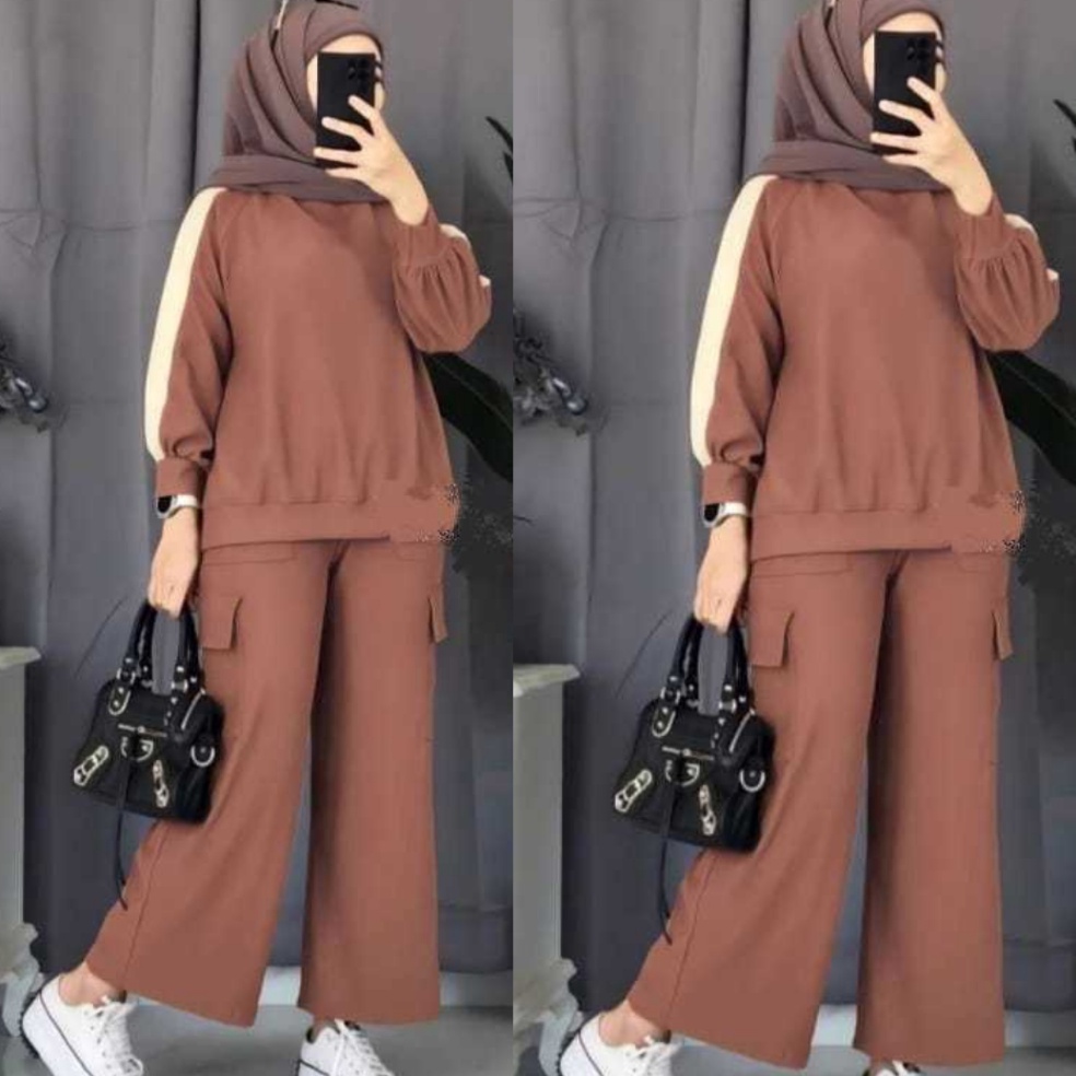 Hadir Terpopuler Setelan Cargo Ziza  Setelan Cargo Wanita Remaja Dewasa  Set Atasan Celana Cargo