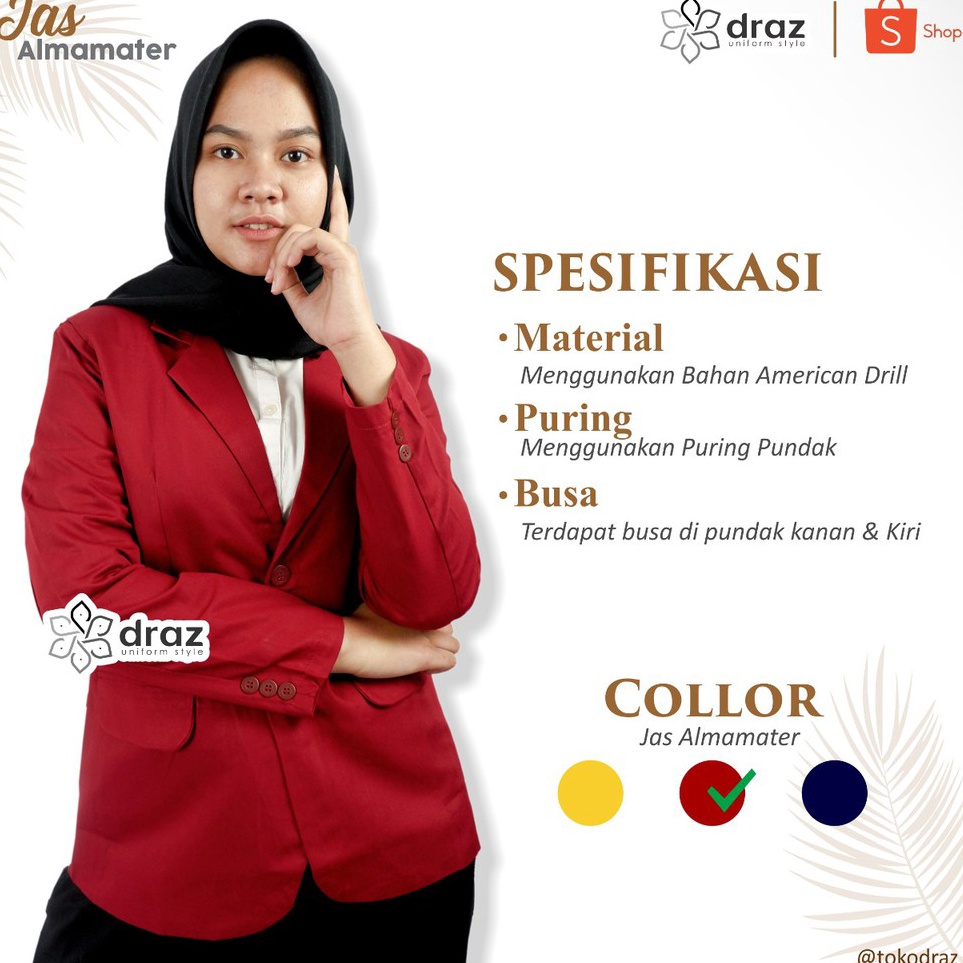 Garansi Kualitas JAS ALMAMATER MERAH MARUN  MAROON Sekolah Mahasiswa OSIS Pondok Pesantren Universit