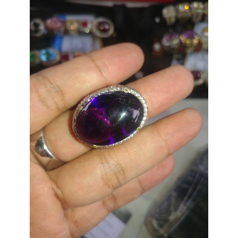 batu cincin natural kecubung ungu memo