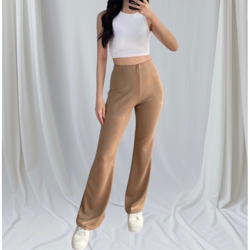 Celana Kulot Scuba Premium Wanita Cutbray Pinggang Full Karet