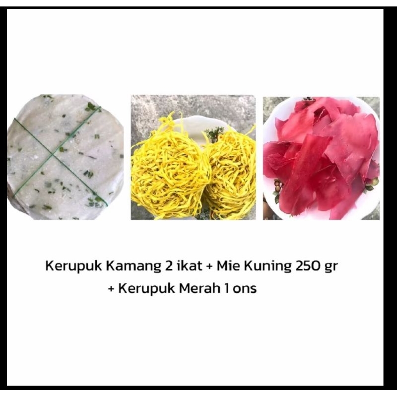 

krupuk Kamang 2 kabek+Mie kuning+krupuk merah.Dari Ombilin /Singkarak/Sumbar ,