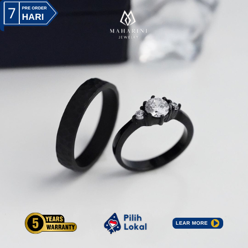 CINCIN COUPLE NIKAH KAWIN LAMARAN TUNANGAN HITAM PERAK PALLADIUM PLATINUM EMAS MH033