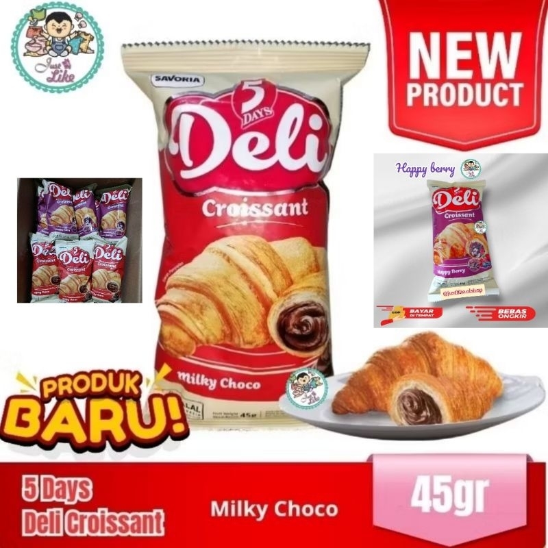 

5 Days DELI Croissant Ecer Roti Kroisan 45gr. rasa Milky Choco